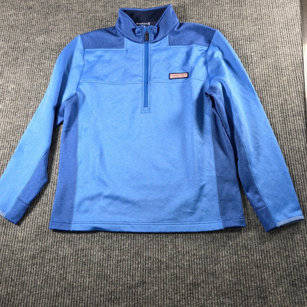 Vineyard Vines Mens Sankaty Quarter Zip Pullover Blue Performance Sweater Size M